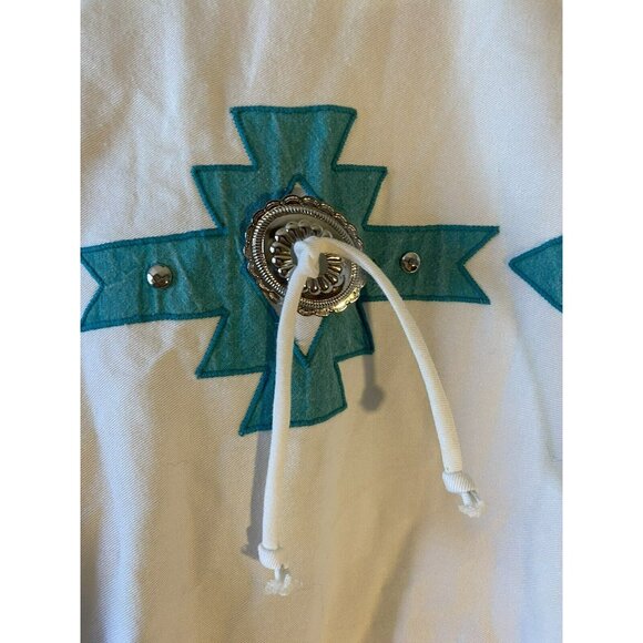 Vintage Cheyenne Outfitters Maxi Dress 12 White Turquoise Concho Southwestern - Picture 7 of 11